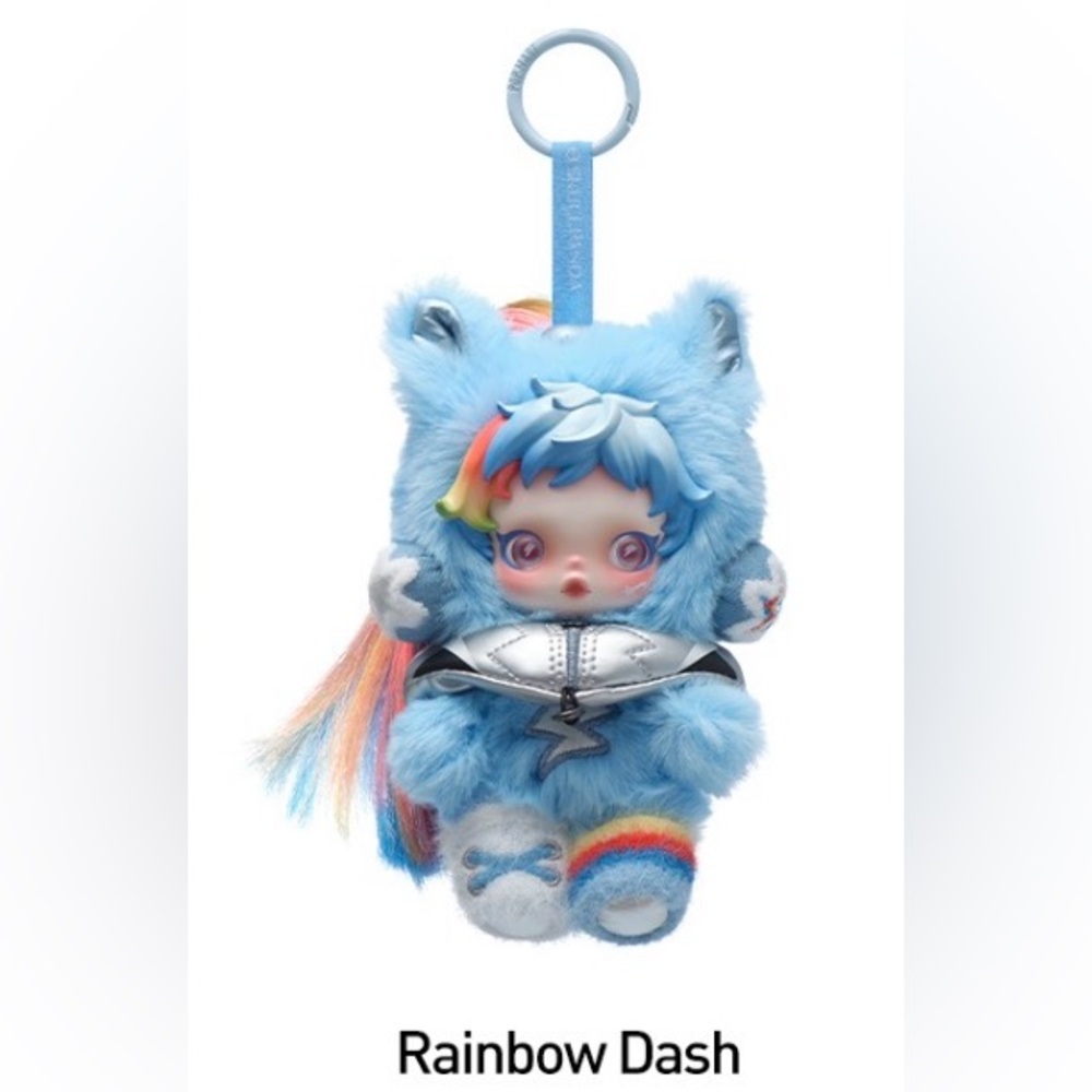 POP MART My Little Pony Blue Rainbow Skullpanda Plush Pendant- Rainbow Dash - Picture 2 of 8